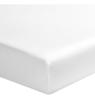 Drap housse uni en satin de coton, bonnet 40cm, TEOPHILE - Alexandre Turpault - Blanc