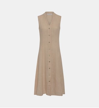 Robe midi en lin sans manche - Gerard Darel - Naturel