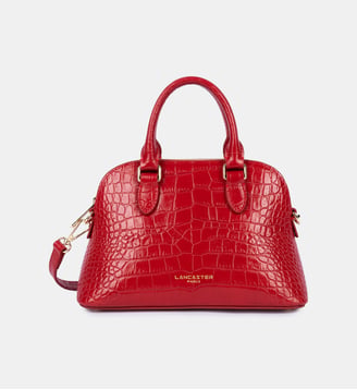 Sac à main demi lune M Exo cuir façon croco - Lancaster - Rouge