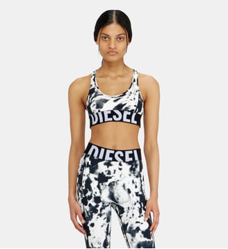 Soutien-gorge de sport en microfibre imprimée - Diesel - Blanc et noir