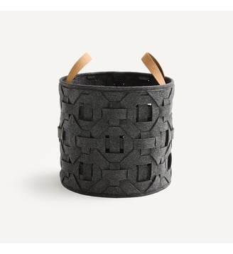 Panier tressé, en feutrine, hauteur 30,5 cm - AM.PM - Gris anthracite