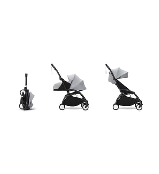 Poussette Yoyo3 - Pack 0+/6+ Stone - cadre noir Stokke