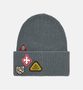 Bonnet en laine avec patchs logo - Diesel - Gris