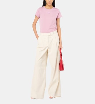 Pantalon wide-leg en tricotine - Pinko - Rose