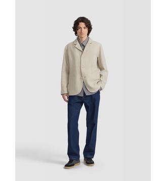 veste en lin bleu marine - Agnès b. - Beige chanvre