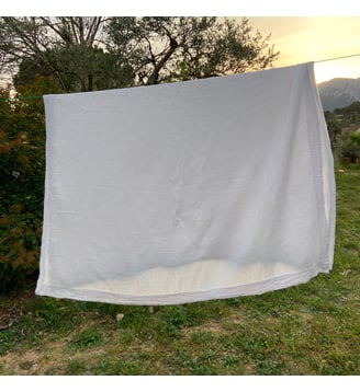 Drap plat en gaze de coton, SIMPLEMENT GAUFRÉ - Blanc Cerise - Blanc