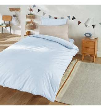 Housse couette enfant percale coton bio Scenario - La Redoute Interieurs - Bleu glacier