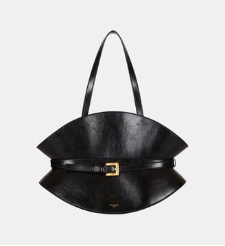 Sac Shuffle Medium en cuir de veau - Balmain - Black