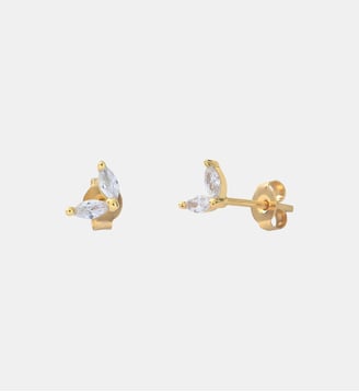 Paire de boucles d'oreilles Doré  PENSEE - Caroline Najman - Oxyde de zirconium blanc