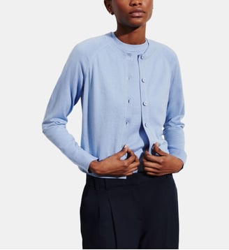 Cardigan droit en coton mélangé - Bompard - Bleu agate