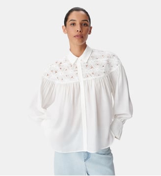 Chemise fluide détails fleurs - Ikks - Blanc cassé