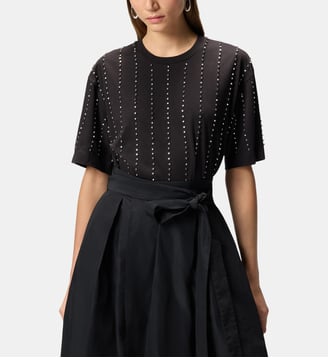 T-shirt à rayures bijoux - Pinko - Limousine noire