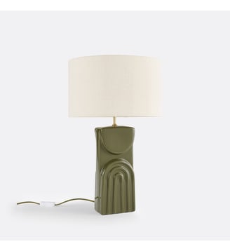 Lampe à poser céramique et lin - La Redoute Interieurs - Vert