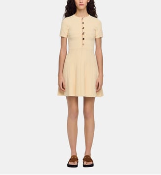 Robe courte en maille pointelle - Sandro - Vanille