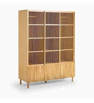 Armoire en chêne et plaqué 6 portes - La Redoute Interieurs - Naturel
