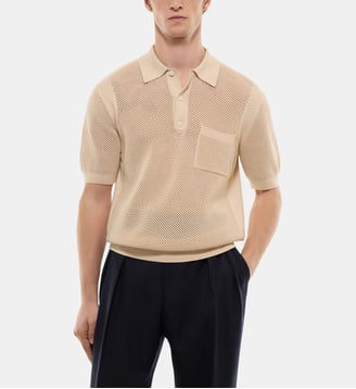 Polo maille ajourée en coton biologique - Fursac - Ficelle