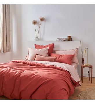 Housse de couette en percale de coton - Desforges - Rouge cardinal