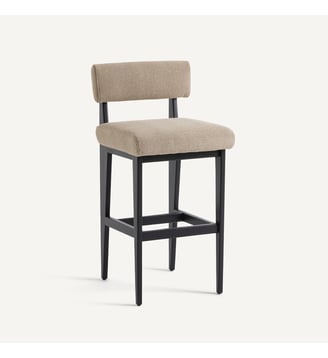 Chaise de bar en hêtre massif et tissu texturé - AM.PM - Moka