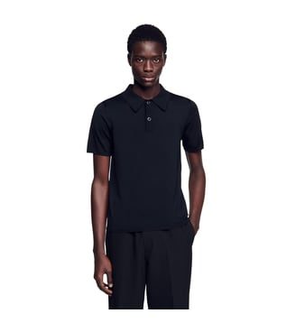 Polo droit fine maille - Sandro - Noir