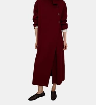 Manteau long en maille croisée - Adolfo Dominguez - Grenat