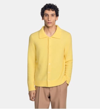 Cardigan en alpaga et laine - Sandro - Jaune