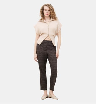 Pantalon psidikolurex - Motif uni - Polyester recycle - Coupe cigarette - Caroll - Marron foncé