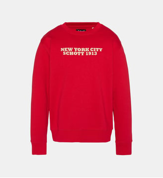 Sweatshirt imprimé col rond - Schott - Rouge