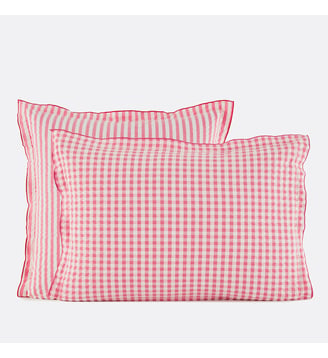 Taie d'oreiller coton seersucker - La Redoute Interieurs - Framboise