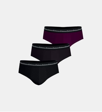 Slips, lot de 3, BUSINESS PRINT - Eminence - Prune noir