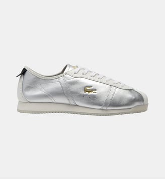 Sneakers Club-Low femme en cuir - Lacoste - Blanc argenté