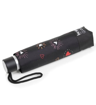 Parapluie solide, ultra déperlant, à ouverture/ fermeture manuelle - Isotoner - Coeur rouge