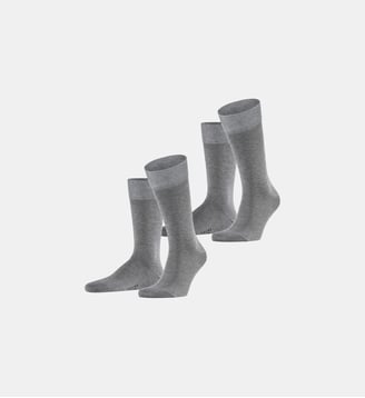 Chaussettes Happy 2-Pack Coton - Falke - Gris clair melan