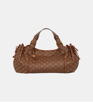 Sac à mainen toile enduite monogrammée et cuir - 24H - Gerard Darel - Camel
