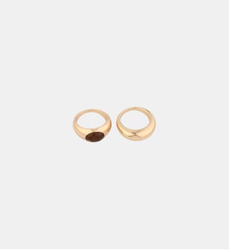 Set de 2 bagues dorées et marron - Balaboosté - Marron