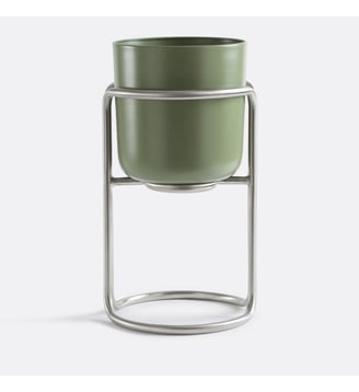 Cache-pot sur pied métal fer Ø26 cm - La Redoute Interieurs - Vert olive
