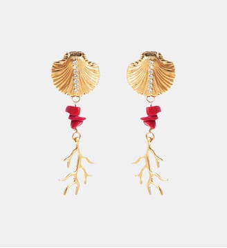 Boucles d'oreilles pendantes coquillages DEEPSI - Hipanema - Corail
