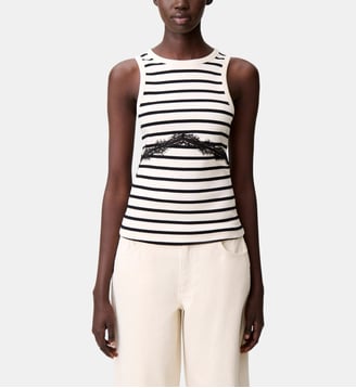 Débardeur marinière avec dentelle - Claudie Pierlot - Bicolore