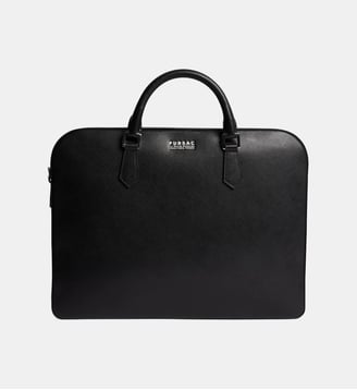 Mallette en cuir Saffiano uni - Fursac - Noir