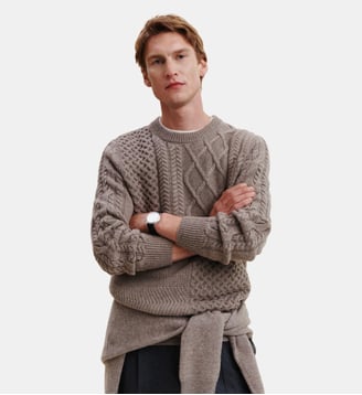 Pull col rond patchwork Bompard