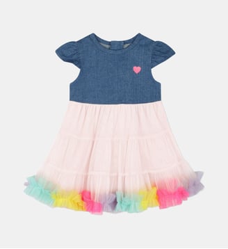 Robe bimatière avec volants - Billieblush - Bleu