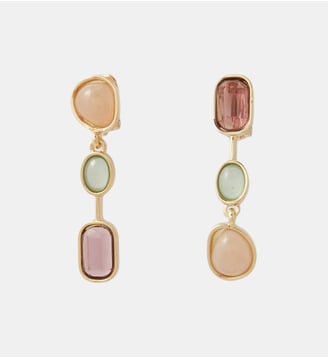 Boucles d'oreilles clips - 3 cabochons roses et verts - Balaboosté - Rose