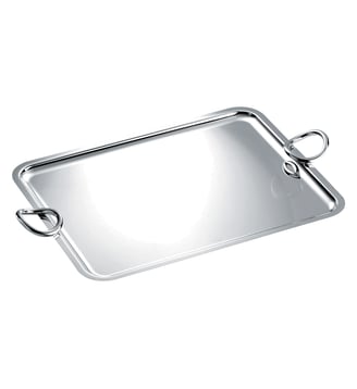 Plateau rectangulaire à anses en métal argenté - 53 x 42 cm - VERTIGO - Christofle - Argent