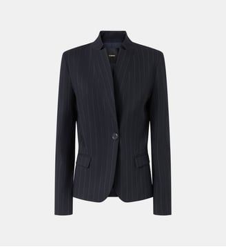 Blazer cintré en laine à rayures - Pinko - Blanc et bleu