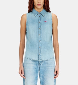 Chemise en denim sans manches - Diesel - Bleu clair