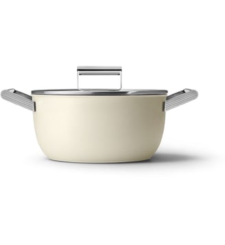 Faitout 24cm céramique crème avec couvercle - Smeg - Beige