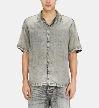 Chemise à manches courtes en denim traité fluide Diesel