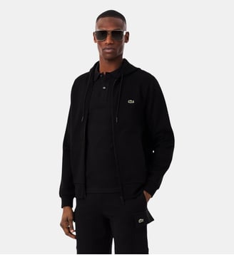 Sweatshirt à capuche zippé molleton - Lacoste - Noir
