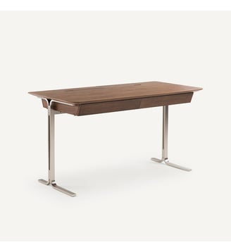 Bureau noyer, plaqué pieds nickel satiné AM.PM