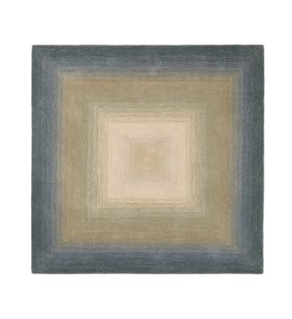Tapis De Sol  100% laine en dégradé concentrique - Madura - Bleu orage et vert