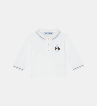 Polo -  coton broderie chien - Tartine Et Chocolat - Écru